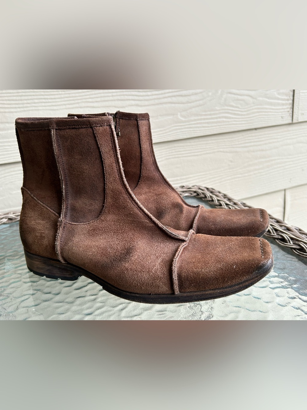 Mens MARK NASON Los Angeles Suede Patchwork Leather Boots sz 8